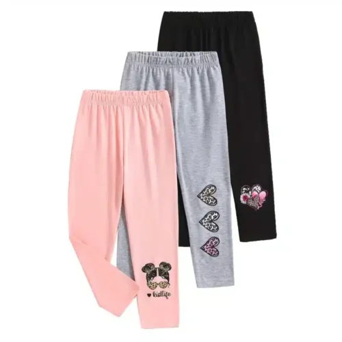 Girls’ 3-Pack Kidlife Heart Print Leggings