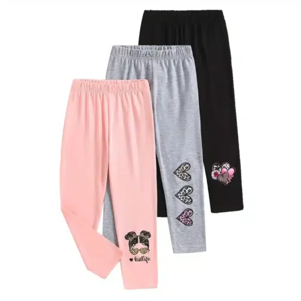 Girls’ 3-Pack Kidlife Heart Print Leggings