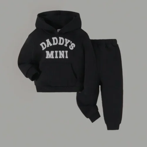 Cozy & Cool: Black Daddy’s Mini Hoodie + Pants