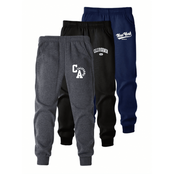 3-Pack Kids Sweatpants with New York & California Graphics
