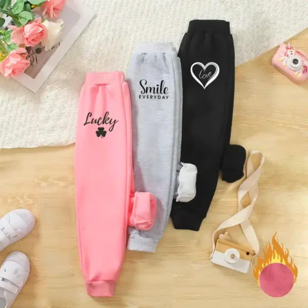Girls’ 3-Pack Smile Lucky Girl Printed Casual Sweatpants