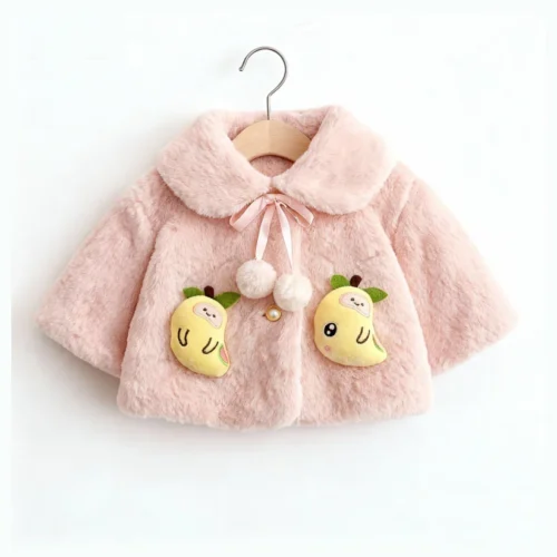 Mango Baby Girls’ Fluffy Pink Winter Cape