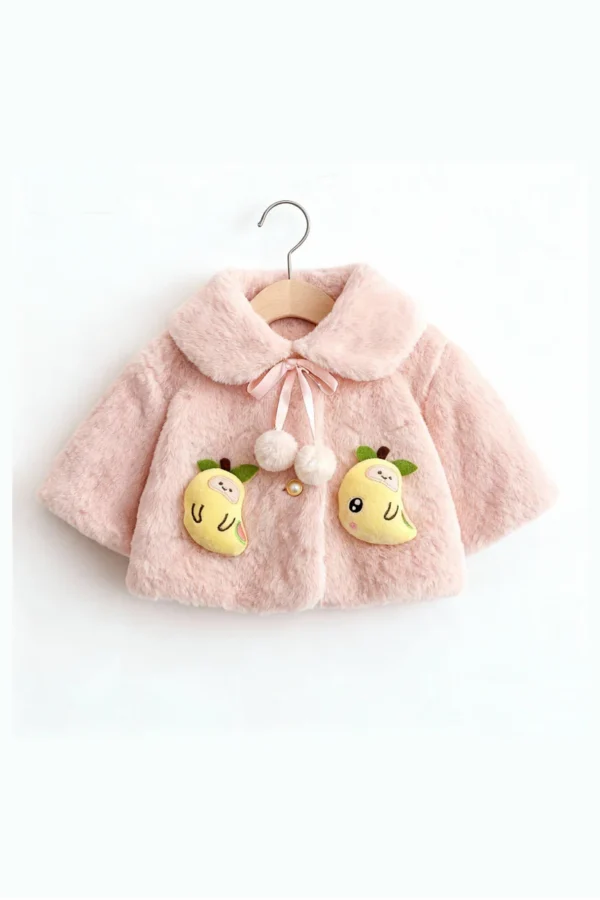 Mango Baby Girls’ Fluffy Pink Winter Cape