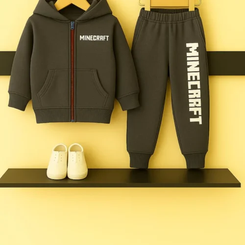 Chocolate Brown Minecraft Zipper Hoodie & Trouser