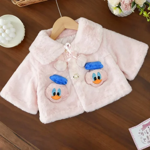 Baby Pink Fluffy Cape with 3D Duckling