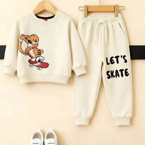 Let’s Skate Cream White Boys’ Tracksuit