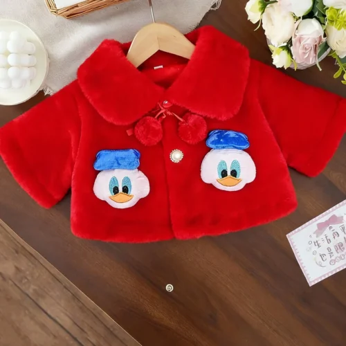 3D Duckling Red Winter Cape Baby Girls