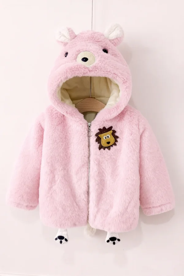 Baby Pink Fluffy Puppy Hooded Jacket for Kids