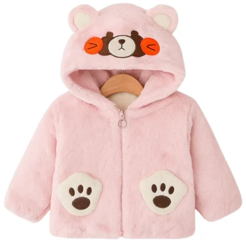 Baby Pink Hoodie Furry Bear